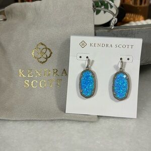 Kendra Scott earrings in silver ocean Kyocera opal